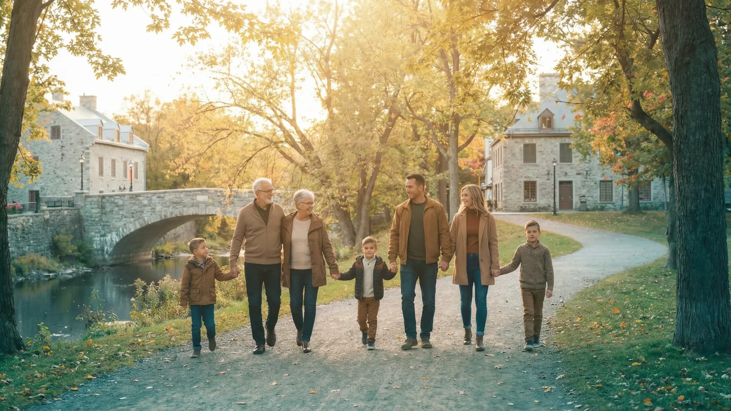 Famille multigénérationnelle heureuse dans un parc